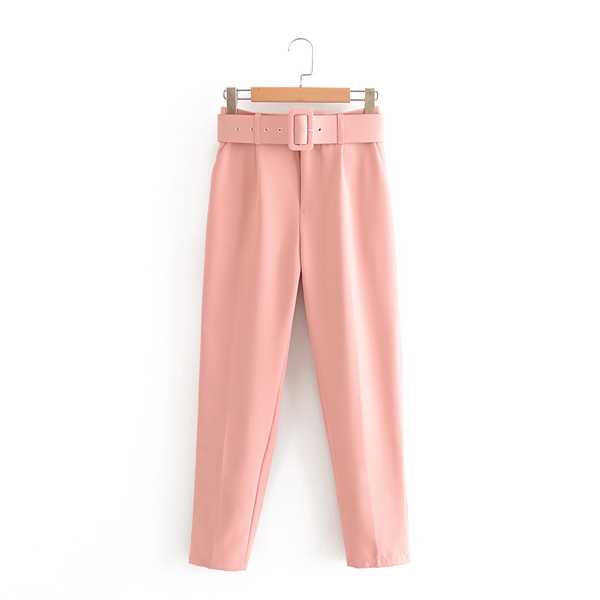 Slim Fit And Slimming Waist Belt Accessories, High Waisted Casual Pants, Yellow Cropped Pants