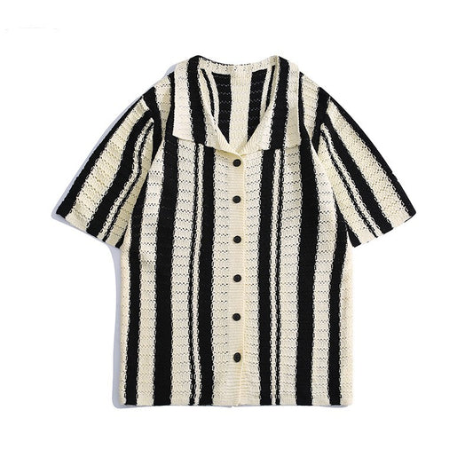 Empty Polo Collar Stripes Shirt