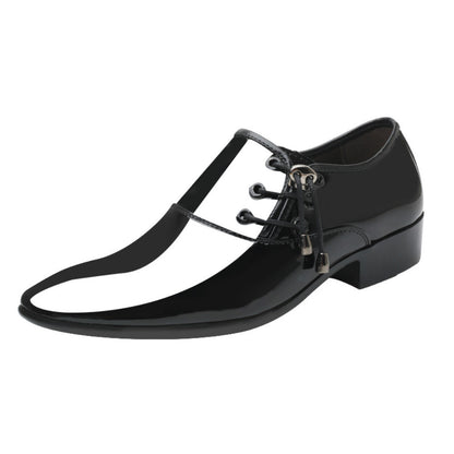 Italian Men'S Leather Shoes, Shiny Leather Loafers, Pointed Toe, Fashion