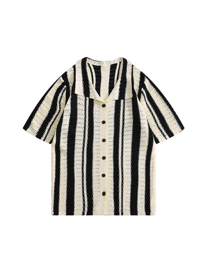 Empty Polo Collar Stripes Shirt