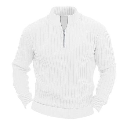 Leisure Pullover Men's Sweater Solid Color Stand Collar Long Sleeve